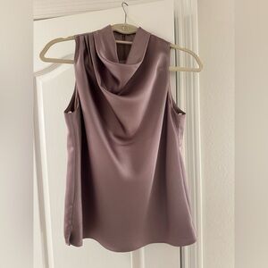 Halston Heritage Purple Draped Sleeveless Blouse Cowl Neck